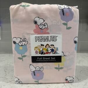 Peanuts Snoopy PINK SPRING FLOWERS Floral Full Standard Size Sheet Set Soft NEW